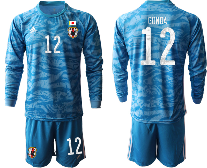 Men 2020-2021 Season National team Japan goalkeeper Long sleeve blue #12 Soccer Jersey